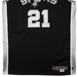 Spurs Tim Duncan 2001-02 Game Worn Nike +4" Extra Length Black Road Jersey