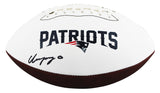 Patriots Christian Gonzalez Signed Franklin White Panel Logo Football BAS Wit 1