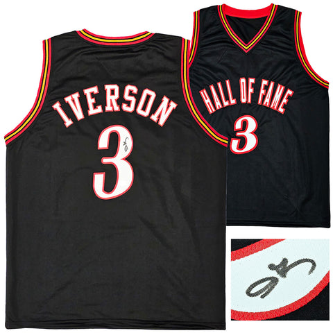 PHILADELPHIA 76ERS ALLEN IVERSON AUTOGRAPHED BLACK JERSEY BECKETT WITNESS 220682