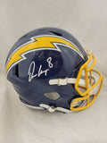OMARION HAMPTON SIGNED LOS ANGELES CHARGERS THROWBACK SPEED REP HELMET BECKETT