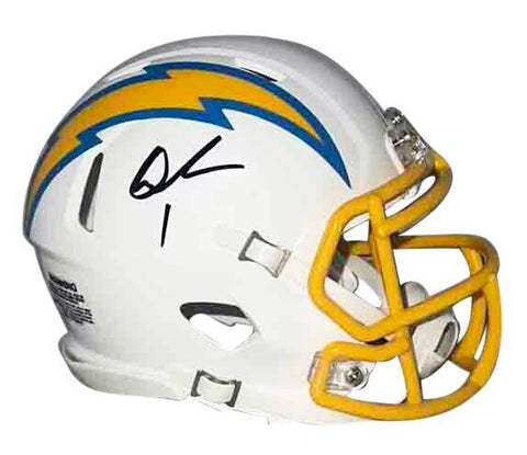 QUENTIN JOHNSTON SIGNED LOS ANGELES CHARGERS SPEED MINI HELMET BECKETT