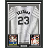 Framed Autographed/Signed Robin Ventura 35x39 Chicago Pinstripe Jersey BAS COA