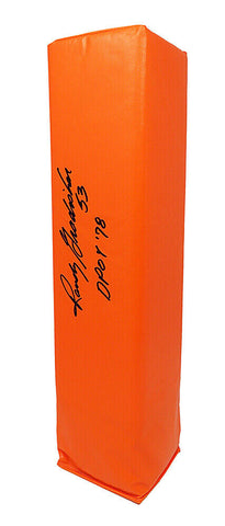 Randy Gradishar BRONCOS Signed Orange Endzone Pylon w/DPOY'78 - SCHWARTZ COA