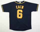 Lorenzo Cain Milwaukee Brewers Nike Jersey (JSA COA) 2015 World Series Champion