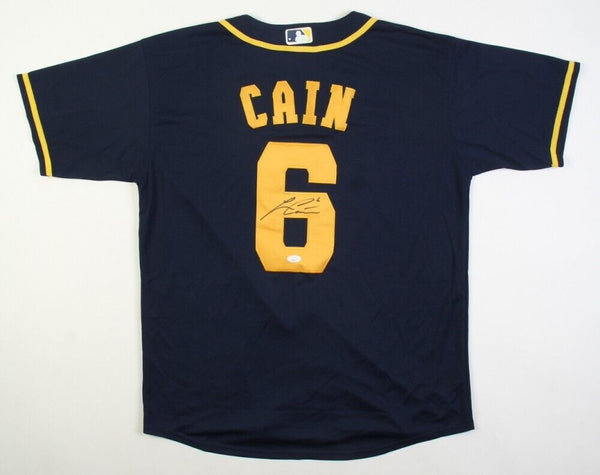 Lorenzo Cain Milwaukee Brewers Nike Jersey (JSA COA) 2015 World Series Champion