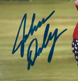 John Daly Signed In Blue Framed 8x10 PGA St. Andrews Swilcan Bridge Photo JSA
