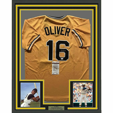 FRAMED Autographed/Signed AL OLIVER 33x42 Pittsburgh Yellow Jersey JSA COA Auto
