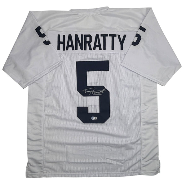 Autographed/Signed Terry Hanratty Notre Dame White Jersey Beckett BAS COA