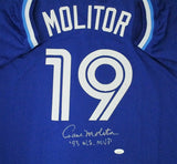 Blu Jays PAUL MOLITOR Signed Custom Replica Blue Jersey AUTO w/ 93 WS MVP -JSA