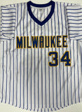 Brewers ROLLIE FINGERS Signed Custom Replica Retro Jersey AUTO w/ HOF '92 - BAS