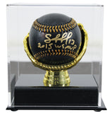 Royals Salvador Perez "2015 WS MVP" Signed Black Oml Baseball w/ Case BAS Wit