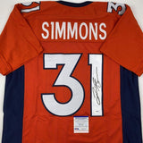 Autographed/Signed Justin Simmons Denver Orange Football Jersey PSA/DNA COA