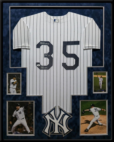 FRAMED NEW YORK YANKEES MIKE MUSSINA AUTOGRAPHED SIGNED JERSEY JSA COA