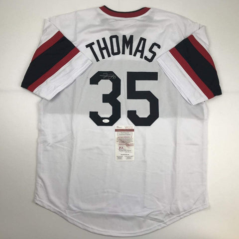 Autographed/Signed FRANK THOMAS Chicago Retro White Jersey JSA COA Auto