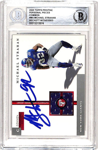 Michael Strahan Signed 2005 Topps #PPC-MS Trading Card Beckett 38978
