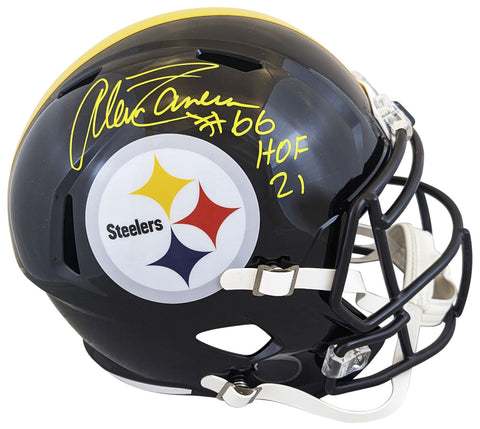 Steelers Alan Faneca "HOF 21" Signed Full Size Speed Rep Helmet BAS Witnessed