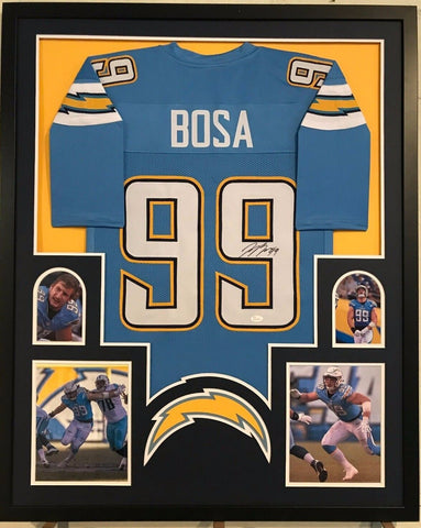 FRAMED SAN DIEGO CHARGERS JOEY BOSA AUTOGRAPHED SIGNED JERSEY JSA COA