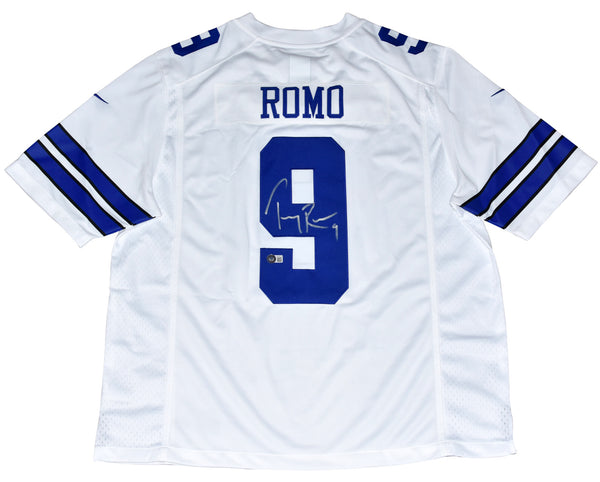 TONY ROMO AUTOGRAPHED DALLAS COWBOYS #9 NIKE WHITE JERSEY BECKETT
