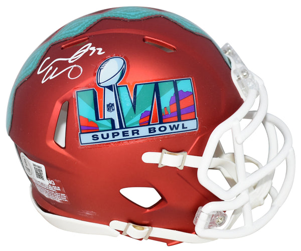 CREED HUMPHREY SIGNED KANSAS CITY CHIEFS SUPER BOWL 57 LVII MINI HELMET BECKETT