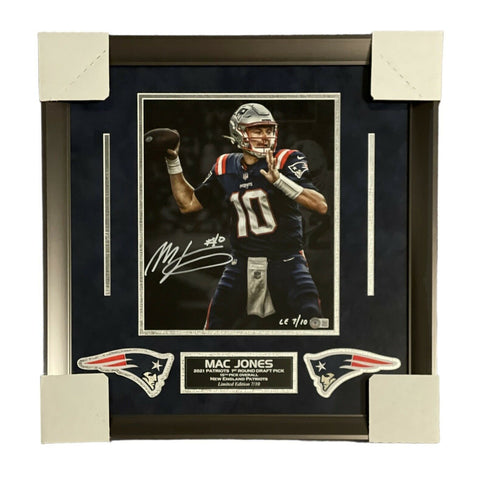 Mac Jones Signed Autographed 11x14 Photo Framed to 22x22 LE #7/10 Beckett