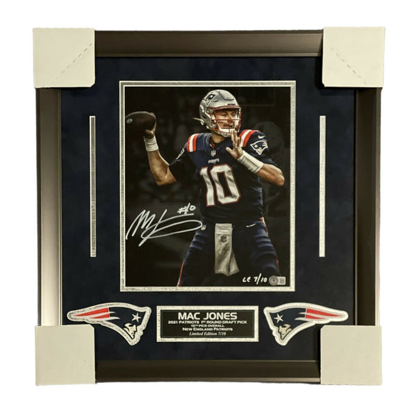 Mac Jones Signed Autographed 11x14 Photo Framed to 22x22 LE #7/10 Beckett