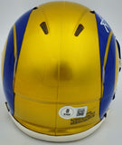 AARON DONALD AUTOGRAPHED RAMS FLASH YELLOW MINI HELMET BECKETT WITNESS 224831