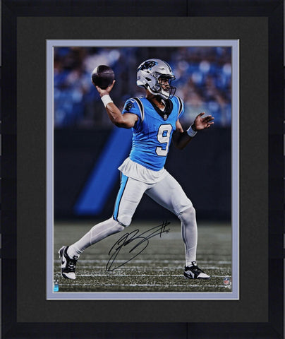 FRMD Bryce Young Carolina Panthers Signed 16x20 Vertical Passing in Jersey Photo