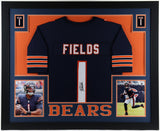 Justin Fields Signed 35x43 Framed Chicago Bear Jersey Franchise Quarterback/ JSA