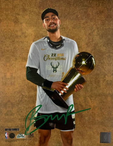 Milw Bucks 2021 NBA Champ BRYN FORBES Signed 8x10 Photo #1b AUTO