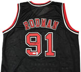 CHICAGO BULLS DENNIS RODMAN AUTOGRAPHED SIGNED BLACK JERSEY JSA STOCK #215735