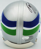 TYLER LOCKETT AUTOGRAPHED SEAHAWKS SILVER SPEED MINI HELMET MCS HOLO 236386
