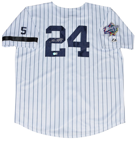 TINO MARTINEZ SIGNED NEW YORK YANKEES 1999 WORLD SERIES #24 MAJESTIC JERSEY BAS