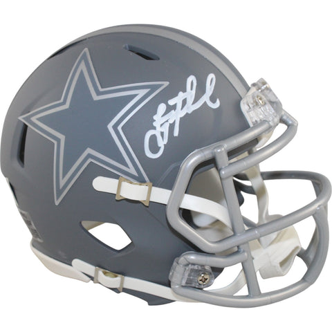 Troy Aikman Autographed/Signed Dallas Cowboys Slate Mini Helmet Fanatics 50318