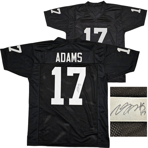 LAS VEGAS RAIDERS DAVANTE ADAMS AUTOGRAPHED BLACK JERSEY BECKETT WITNESS 220595