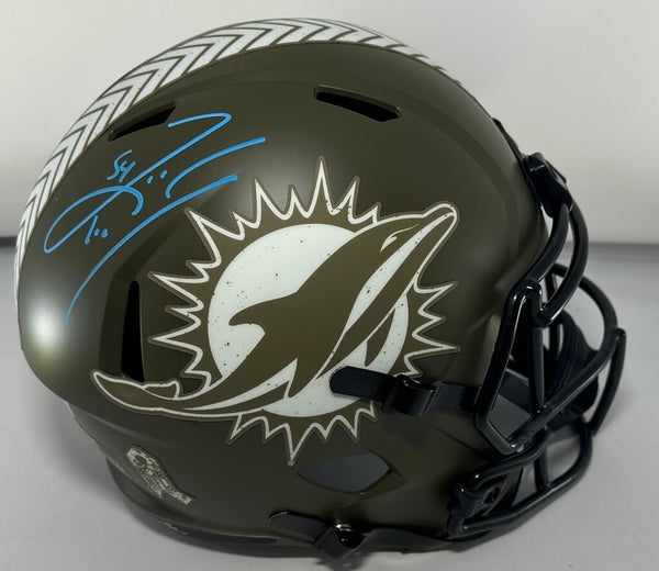 Dolphins ZACH THOMAS Signed Full Size SALUTE Replica Speed Helmet AUTO - BAS