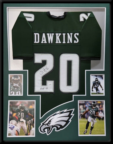 FRAMED PHILADELPHIA EAGLES BRIAN DAWKINS AUTOGRAPHED SIGNED JERSEY JSA COA