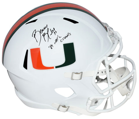 BENNIE BLADES SIGNED MIAMI HURRICANES FULL SIZE SPEED HELMET W/ 87 NATL CHAMPS