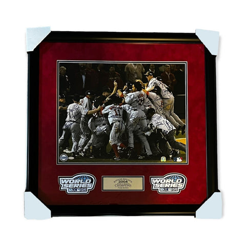 2004 World Series Boston Red Sox Team Signed Auto Photo Framed 28x28 Steiner