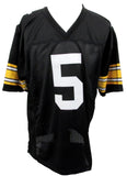 Terry Hanratty Signed/Inscribed Black Steelers Football Jersey JSA 208166