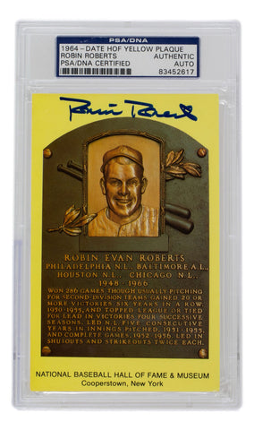 Robin Roberts Signed Slabbed Phillies Hall of Fame Plaque Postcard PSA/DNA