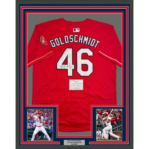 Framed Autographed/Signed Paul Goldschmidt 35x39 Cardinals Jersey Fanatics COA