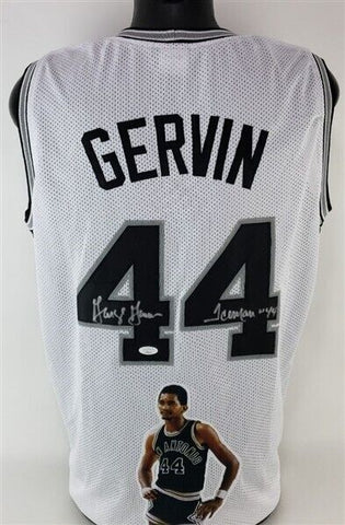 George Gervin Signed San Antonio Spur Photo Jersey "Iceman" (JSA COA) The Iceman