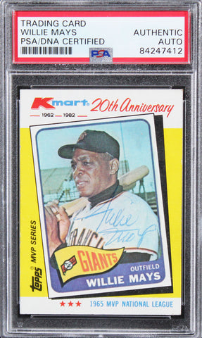 Giants Willie Mays Signed 1982 Kmart 20th Anniversary Topps #8 Card PSA Slabbed