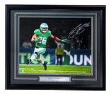 Saquon Barkley Signed Framed 16x20 Eagles Kelly Green Photo 2 BAS ITP