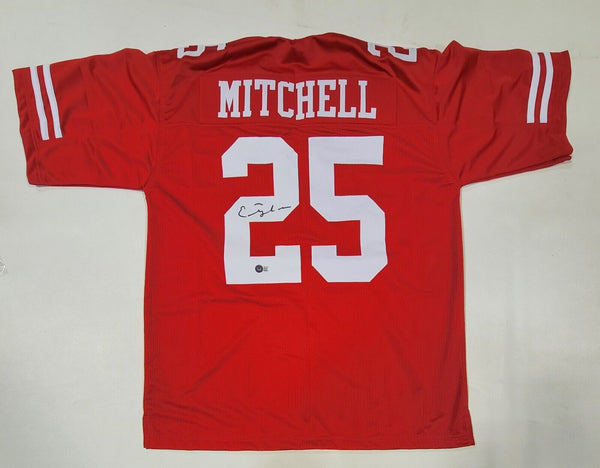 ELIJAH MITCHELL SIGNED AUTOGRAPHED PRO STYLE CUSTOM XL JERSEY BECKETT QR