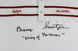 Oklahoma Barry Switzer "King of Norman" Signed White Polo Shirt BAS Witnessed