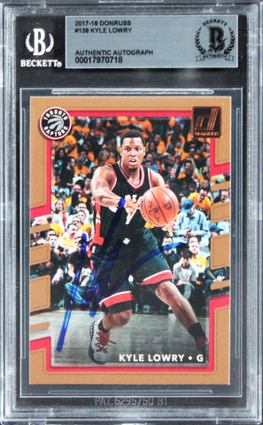 Raptors Kyle Lowry Authentic Signed 2017 Donruss #138 Card BAS Slabbed