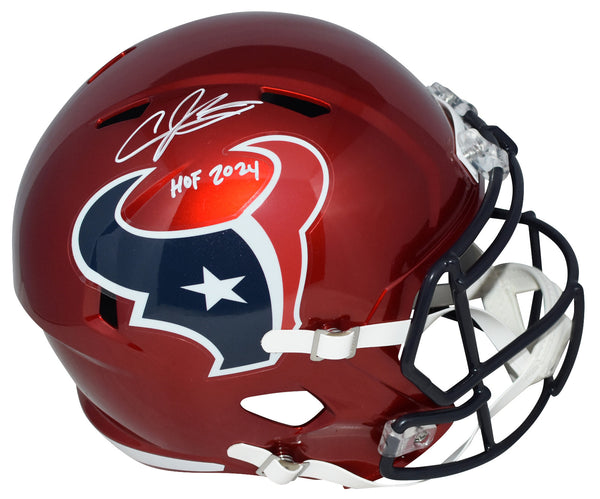 ANDRE JOHNSON SIGNED HOUSTON TEXANS RED FULL SIZE SPEED HELMET JSA W/ HOF 2024