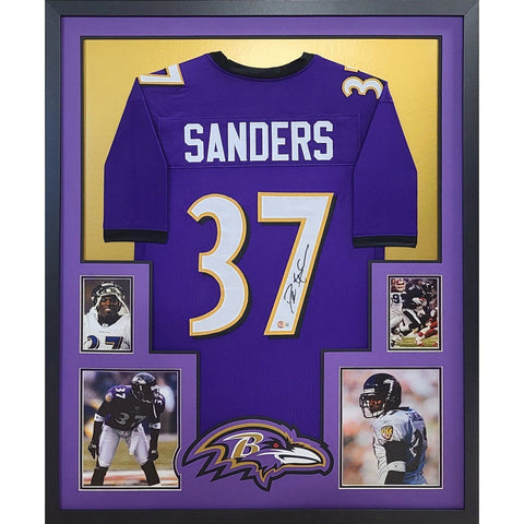 Deion Sanders Autographed Signed Framed Baltimore Ravens Jersey BECKETT