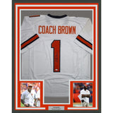 Framed Autographed/Signed Fran Brown 35x39 Syracuse White Jersey JSA COA
